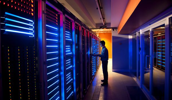 A man inspecting a data center